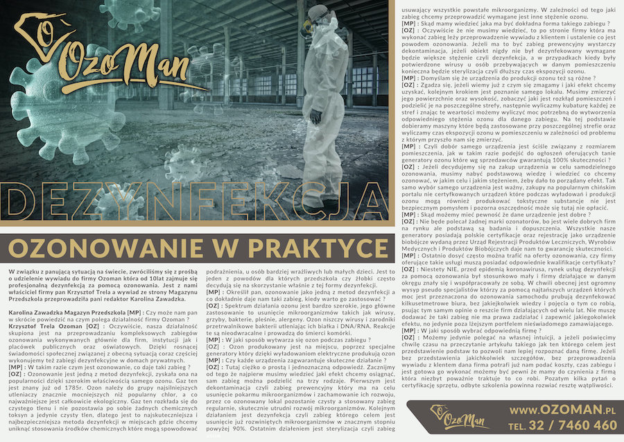 Dezynfekcja przez Ozonowanie Katowice Sosnowiec Gliwice