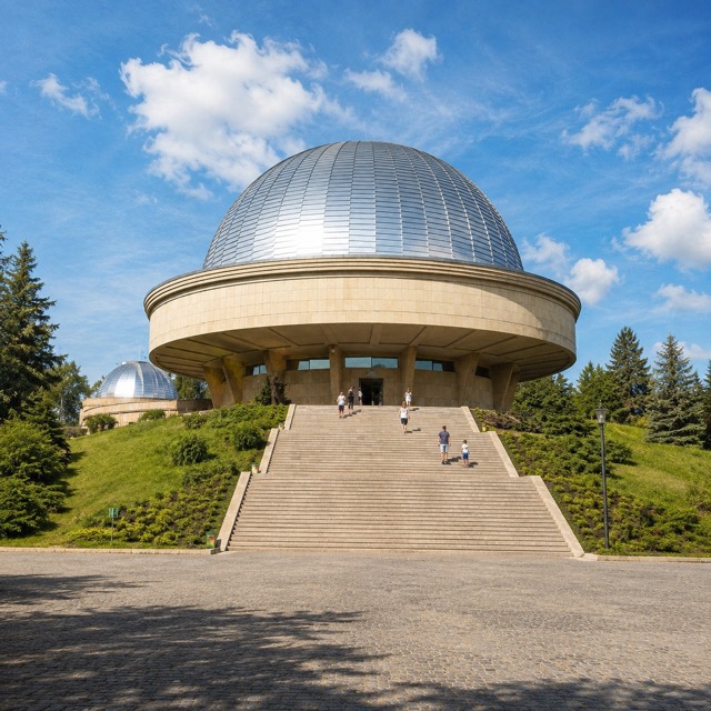 Schody i kopuła Planetarium Śląskiego w Parku Śląskim w Chorzowie