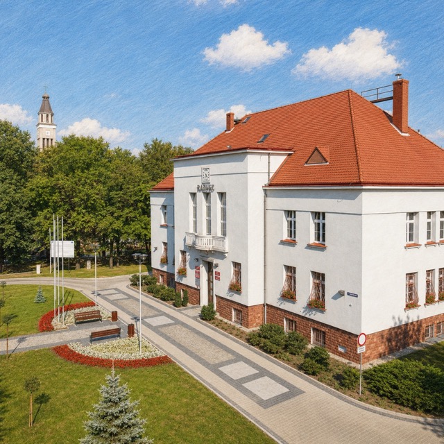 Ratusz i plac miejski w Knurowie